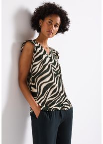 Street One Damen Shirttoppine grove grün, casual, Gr. 36, bedruckt, Web, Obermaterial: 95% Viskose, 5% Elasthan, Tops, mit All-Over Print