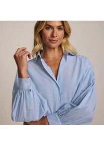 LANDS' END Verk&uuml;rztes Langarm-Hemd, Damen,  Blau, Baumwolle, by Lands' End