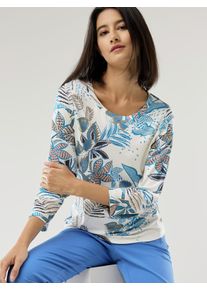 Walbusch Viskoseshirt blue leaves