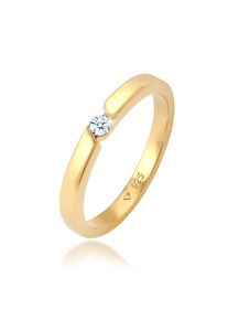 Elli Ringe - Ring Verlobungsring Diamant (0.06 ct.) 925 Silber - Gr. 52 MM - in Gold - f&uuml;r Damen
