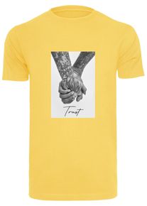 MisterTee Herren Kurzarmshirt "MisterTee Herren Trust 2.0 Tee", gelb, casual, Gr. XL, bedruckt, 100% Baumwolle, Shirts