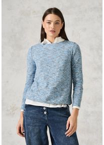 Cecil Damen Strickpullover, blau, casual, Gr. XXL, meliert, Strick, Obermaterial: 68% Viskose, 28% Polyester, 4% Elasthan, Pullover, meliert, mit