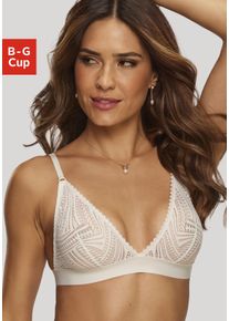 s.Oliver Damen Bralette-BH "Clemence", Gr. 70, beige, Spitze, Obermaterial: 87% Polyamid, 13% Elasthan, modisch, BHs, ohne Bügel aus graphischer