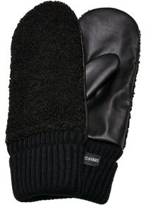 Urban Classics Damen Baumwollhandschuhe "Urban Classics Unisex Sherpa Synthetic Leather Gloves", schwarz, Gr. S, 100% Polyacryl, Handschuhe