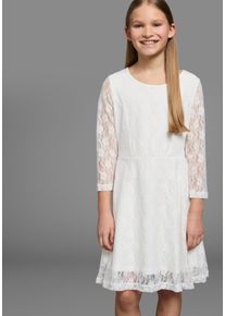 Kidsworld Mädchen Jerseykleid "- Spitzenkleid", beige, modisch, Gr. 164, unifarben, Spitze, Jersey, Obermaterial: 95% Polyester, 5% Elasthan. Futter:
