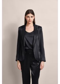 Bugatti Damen Kurzblazer, schwarz, casual, Gr. 38, unifarben, 100% Viskose, Blazer, aus Satin