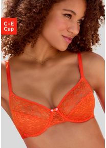 Vivance Damen Bügel-BH, Gr. 70, orange, Obermaterial: 88% Polyamid, 12% Elasthan, feminin, BHs, aus blumiger Spitze, im hübschen Balconnet-Schnitt,