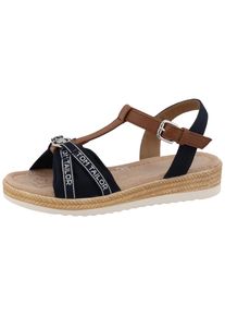 Tom Tailor Kinder Riemchensandale, Gr. 33, blau, Lederimitat, Textil, casual, Schuhe, Plateau, Sandalette, Sommerschuh mit T-Spange