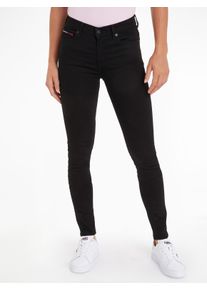 Tommy Jeans Damen Skinny-fit-Jeans "Nora Mid Rise Skinny Fit", schwarz, casual, Gr. 25, unifarben, Denim/Jeans, Obermaterial: 90% Baumwolle, 8%