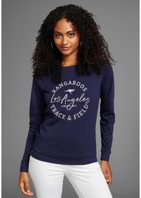 Kangaroos Damen Sweatshirt, blau, casual, Gr. 32, Interlock, Obermaterial: 100% Baumwolle, Sweatshirts, mit Frontprint