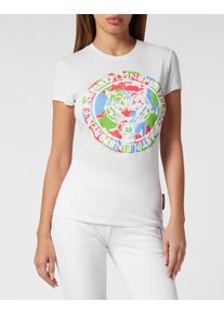Plein Sport Damen T-Shirt "Carbon Tiger"0121, weiß, multicolorot, Gr. M, Obermaterial: 100% Baumwolle, Shirts