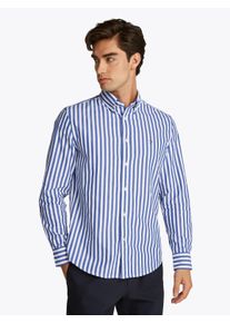 Tommy Hilfiger Herren Langarmhemd "FLEX POPLIN BOLD STRIPE RF SHIRT", blau, casual, Gr. XL, gemustert, gestreift, mehrfarbig, Web, Obermaterial: 100%