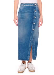 Damen Sommerrock "RAPHI", blau, casual, Gr. 28, Le Temps Des Cerises, unifarben, 98% Baumwolle, 2% Elasthan, Röcke, mit stylischer Knopfleiste