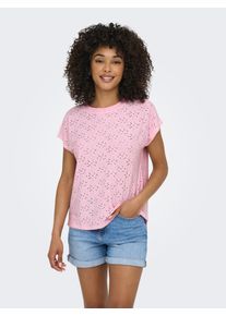 Only Damen Kurzarmshirt "ONLSMILLA S/S TOP JRS NOOS", rosa, modisch, Gr. XS, unifarben, Single Jersey, Obermaterial: 95% Polyester, 5% Elasthan,