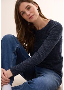 Cecil Damen Strickpulloverheather universal blau, casual, Gr. XXL, meliert, Strick, Obermaterial: 60% Baumwolle, 40% Polyester, Pullover, mit Struktur