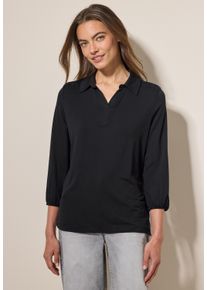 Cecil Damen Poloshirt, schwarz, casual, Gr. XXL, unifarben, Stoff, 95% Viskose, 5% Elasthan, Shirts, mit 3/4 Ärmeln