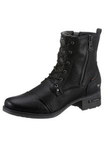 Mustang Shoes Damen Schnürstiefelette, Gr. 38, schwarz, Lederimitat, elegant, Schuhe, in klassischem Look