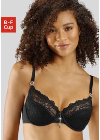 Lascana Damen Bügel-BH, Gr. 70, schwarz, Microtouch, Spitze, Obermaterial: 88% Polyamid, 12% Elasthan, feminin, BHs, mit extravagantem