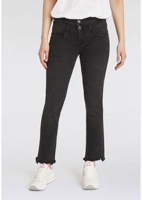 Herrlicher Damen Bootcut-Jeans "Baby Cropped Recycled Denim Black Stretch", schwarz, casual, Gr. 34, Denim/Jeans, Obermaterial: 99% Baumwolle, 1%