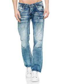 Rusty Neal Herren Bequeme Jeans, blau, casual, Gr. 31, unifarben, 98% Baumwolle, 2% Elasthan, Jeans, mit cooler Waschung