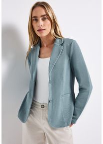 Street One Damen Jackenblazerarona blau, casual, Gr. 40, unifarben, Web, Obermaterial: 55% Baumwolle, 40% Polyester, 5% Elasthan, Blazer, mit Struktur