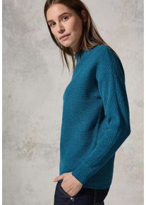 Cecil Damen Stehkragenpullover, blau, casual, Gr. XL, meliert, Strick, Obermaterial: 68% Polyester, 32% Baumwolle, Pullover, in melierter Optik aus