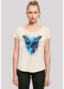 F4NT4STIC Damen T-Shirt "Totenkopf mit Schmetterling", beige, casual, Gr. XXL, Obermaterial: 100% Baumwolle, Shirts, Print