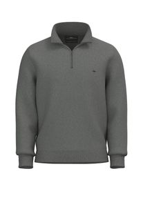 Fynch-Hatton Herren Troyer, grau, casual, Gr. L, unifarben, Strick, Obermaterial: 100% Baumwolle, Pullover, mit Logo-Stickerei