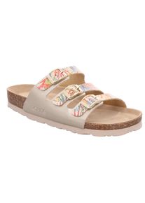 Rohde Damen Pantolette "ALBA", Gr. 40, beige, Lederimitat, klassisch, Schuhe, Sommerschuh, Hausschuh, Strandschuh, Schlappen mit drei Schnallen