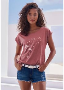 Vivance Damen T-Shirt "mit Frontdruck "Pusteblume"", lila, casual, Gr. 36, bedruckt, Obermaterial: 100% Baumwolle, Shirts, aus weicher