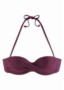 Lascana Damen Bügel-Bandeau-Bikini-Top "Italy", rot, Gr. 38, unifarben, Microfaser, Polyamid, Microfaser, Bikini-Oberteile, mit seitlichen Stäbchen