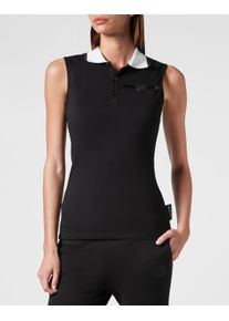 Plein Sport Damen Poloshirt "Basic", schwarz, Gr. M, Obermaterial: 100% Baumwolle, Shirts