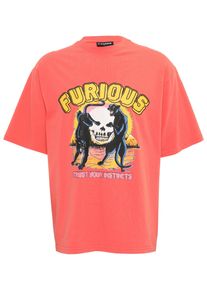 2Y STUDIOS Herren T-Shirt "2Y Studios Herren 2Y Furious Oversize Tee", rot, casual, Gr. L, bedruckt, 100% Baumwolle, Shirts