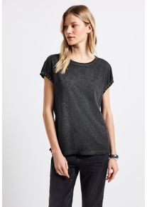 Street One Damen Shirttop, grau, casual, Gr. 36, washed, Jersey, Obermaterial: 100% Baumwolle, Tops, mit Nieten-Details