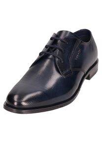Bugatti Herren Schnürschuh, Gr. 40, blau, Leder, elegant, Schuhe, Businesschuh, Abendschuh, Festtagsschuh mit seitlichem Logoemblem