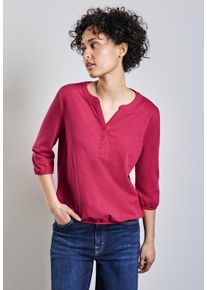 Street One Damen Blusenshirt, pink, casual, Gr. 36, unifarben, Web, 100% Baumwolle, Shirts, mit 3/4 Ärmeln
