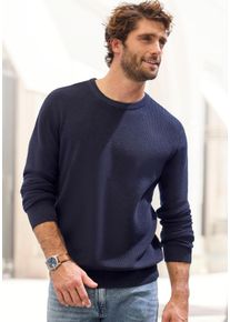 John Devin Herren Strickpullover, blau, casual, Gr. M, unifarben, Strick, Rippstrick, Obermaterial: 50% Baumwolle, 50% Polyacryl, Pullover, Pullover