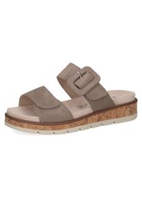 Caprice Damen Pantolette, Gr. 40, grau, Veloursleder, casual, Schuhe, Keilabsatz, Sommerschuh, Bequemschuh mit Zierschnalle