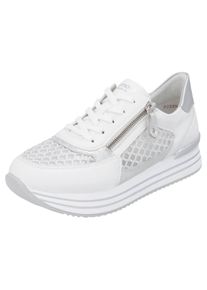 Remonte Damen Plateausneaker, Gr. 39, silber, Lederimitat, Textil, kontrastfarbene Details, sportlich, Schuhe, Freiezitschuh, Halbschuh, Schnürschuh,