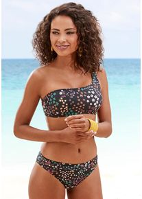 s.Oliver Damen Bikini-Hose "Milly", schwarz, Gr. 34, floral, Polyamid, Badehosen, mit Ziergürtel
