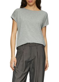 QS Damen Kurzarmshirt, grau, casual, Gr. XL, unifarben, Jersey, Obermaterial: 95% Lyocell, 5% Elasthan, Shirts, mit Ärmelaufschlag