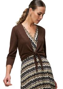 Zero Damen Sweatshirt "Zero Strickjacke zum Binden", braun, casual, Gr. 38, durchscheinend, Web, Obermaterial: 55% Viskose, 45% Polyester.