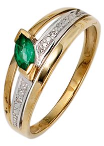 Jobo Damen Diamantring, 60, P1 = bei 10-facher Vergrößerung erkennbare Einschlüsse, Gelbgold 585-Diamanten, gelb, Gelbgold 585, Diamanten,