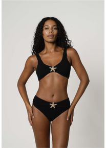 MODA MINX Damen Triangel-Bikini-Top "Starfish Scrunch Crop Top", schwarz, casual, Gr. XS, unifarben, 97% Polyamid, 3% Elasthan, Bikini-Oberteile, mit