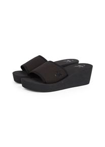 Damen Badepantolette "BEACH WEDGE SLIDE CANVAS", Calvin Klein Jeans, Gr. 40, schwarz, Textil, unifarben, Basic, Schuhe, Sommerschuh, Strandschuh,