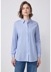 Damen Hemdbluse, blau, casual, Gr. 42, STREET ONE STUDIO, gestreift, Web, 100% Baumwolle, Blusen, aus reiner Baumwolle