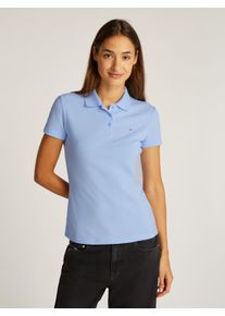 Tommy Jeans Damen Poloshirt "TJW SLIM ESSENTIAL POLO SS", blau, casual, Gr. XS, unifarben, Single Jersey, Obermaterial: 97% Baumwolle, 3% Elasthan,