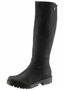 Rieker Damen Winterstiefel, Gr. 36, schwarz, Lederimitat, unifarben, klassisch, Schuhe, Langschaftstiefel, Winterstiefel im klassischen Look,