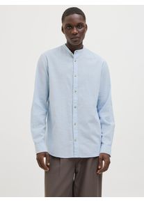 Jack & Jones JACK & JONES Herren Langarmhemd "JJESUMMER BAND SHIRT LS SN", blau, modisch, Gr. XS, unifarben, Web, Obermaterial: 83% Baumwolle, 17% Leinen, Hemden,