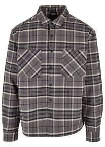 Urban Classics Herren Langarmhemd "Urban Classics Herren Boxy Kane Check Shirt", grau, Gr. L, 100% Baumwolle, Hemden